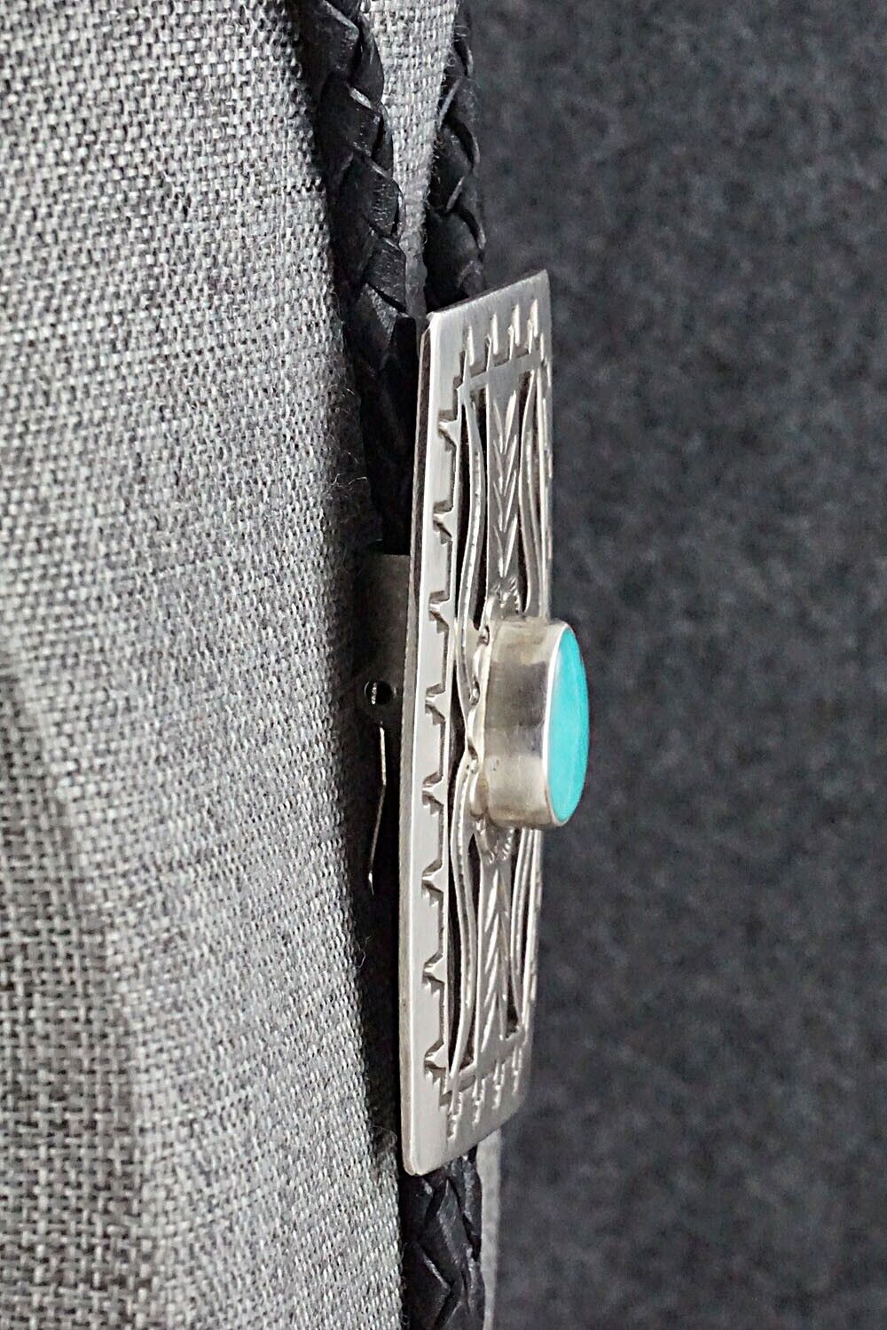 Turquoise & Sterling Silver Bolo Tie - Glenn Billie