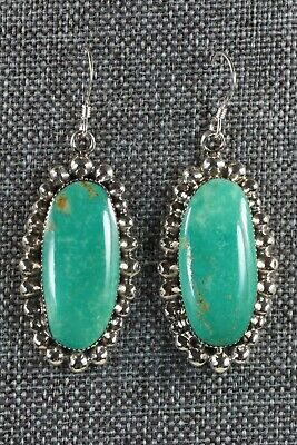 Navajo Turquoise & Sterling Silver Earrings - Sheena Jack - High Lonesome Trading