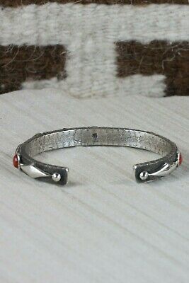 Navajo Coral and Sterling Silver Bracelet - Ernest Rangel - High Lonesome Trading