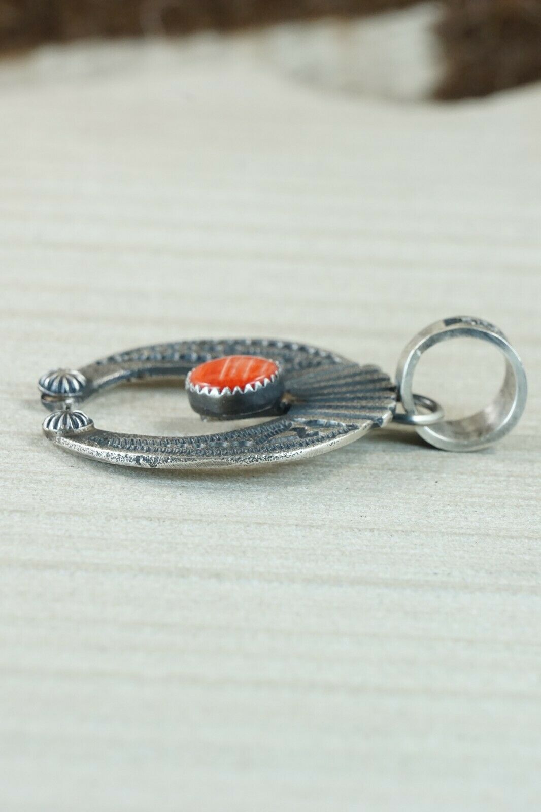 Navajo Spiny Oyster and Sterling Silver Pendant - Kevin Billah
