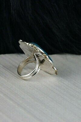 Navajo Turquoise and Sterling Silver Ring - Leslie Nez - Size 6.75 - High Lonesome Trading