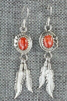 Spiny Oyster & Sterling Silver Earrings - Etta Larry