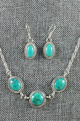 Navajo Turquoise & Sterling Silver Necklace and Earrings Set - Mark Barney