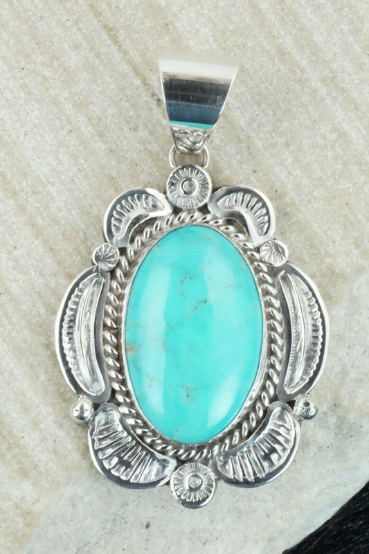 Turquoise & Sterling Silver Pendant - Ella Linkin