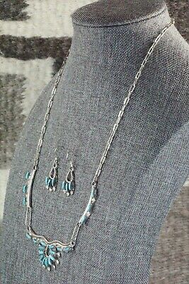 Turquoise and Sterling Silver Necklace and Earrings Set - Veronica Yawakia