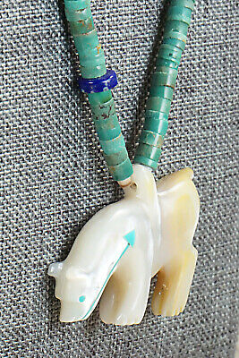 Mountain Lion Zuni Fetish Carving Necklace - Andres Quandelacy