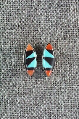 Multi Stone Inlay & Sterling Silver Earrings - Monica Johnson