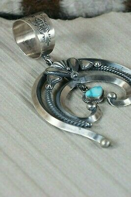 Navajo Turquoise and Sterling Silver Naja Pendant - Derrick Gordon - High Lonesome Trading
