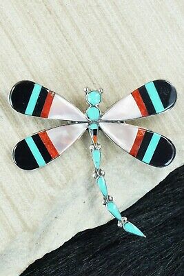 Multi Stone and Sterling Silver Inlay Pendant & Pin - Angus Ahiyite