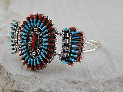 Zuni Sterling Silver, Turquoise & Coral Bracelet - Carla Loncasella - High Lonesome Trading
