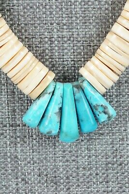 Shell, Turquoise & Sterling Silver Necklace - Lupe Lovato