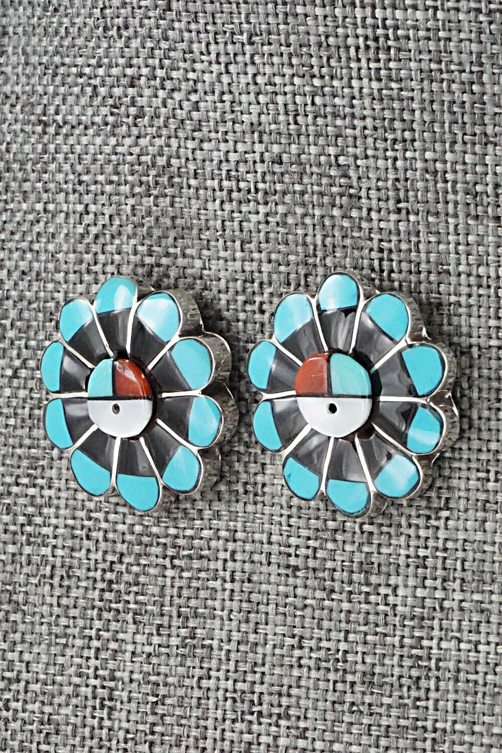 Multi Stone Inlay & Sterling Silver Earrings - Romero Vacit