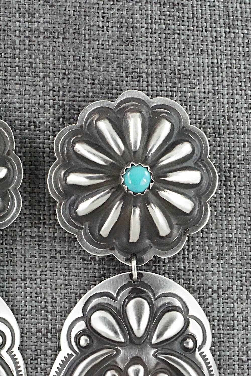 Turquoise & Sterling Silver Earrings - Leander Tahe