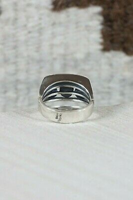 Navajo Turquoise and Sterling Silver Ring - James Bahe - Size 6.75 - High Lonesome Trading