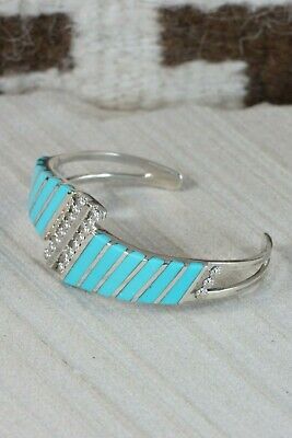 Zuni Turquoise and Sterling Silver Bracelet - Fabian Sheyka - High Lonesome Trading