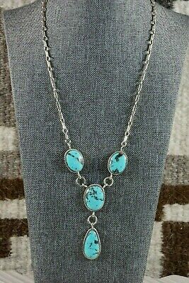Navajo Turquoise and Sterling Silver Necklace - Fabian Delgarito - High Lonesome Trading