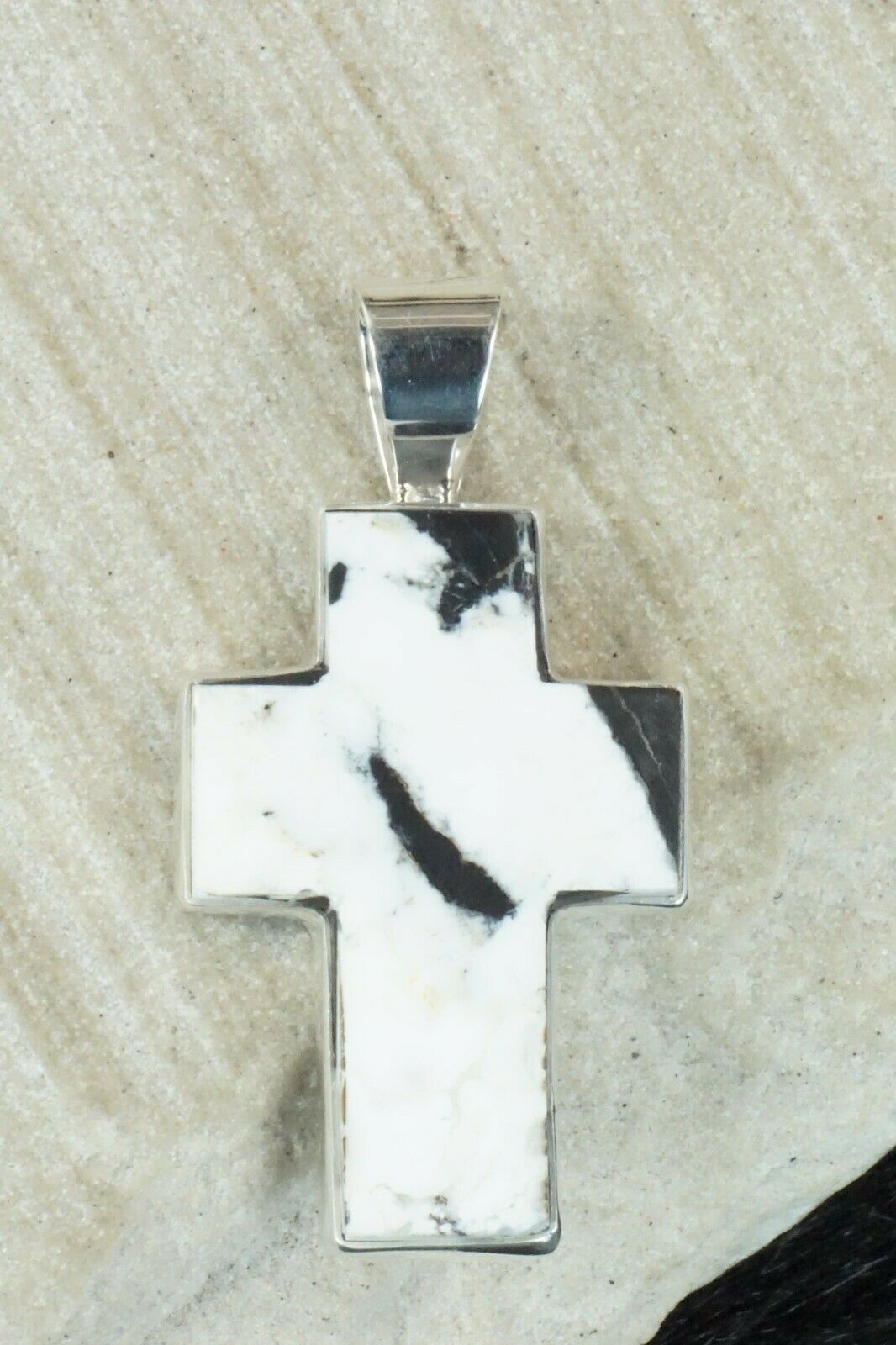 White Buffalo & Sterling Silver Cross Pendant - Diane Wylie