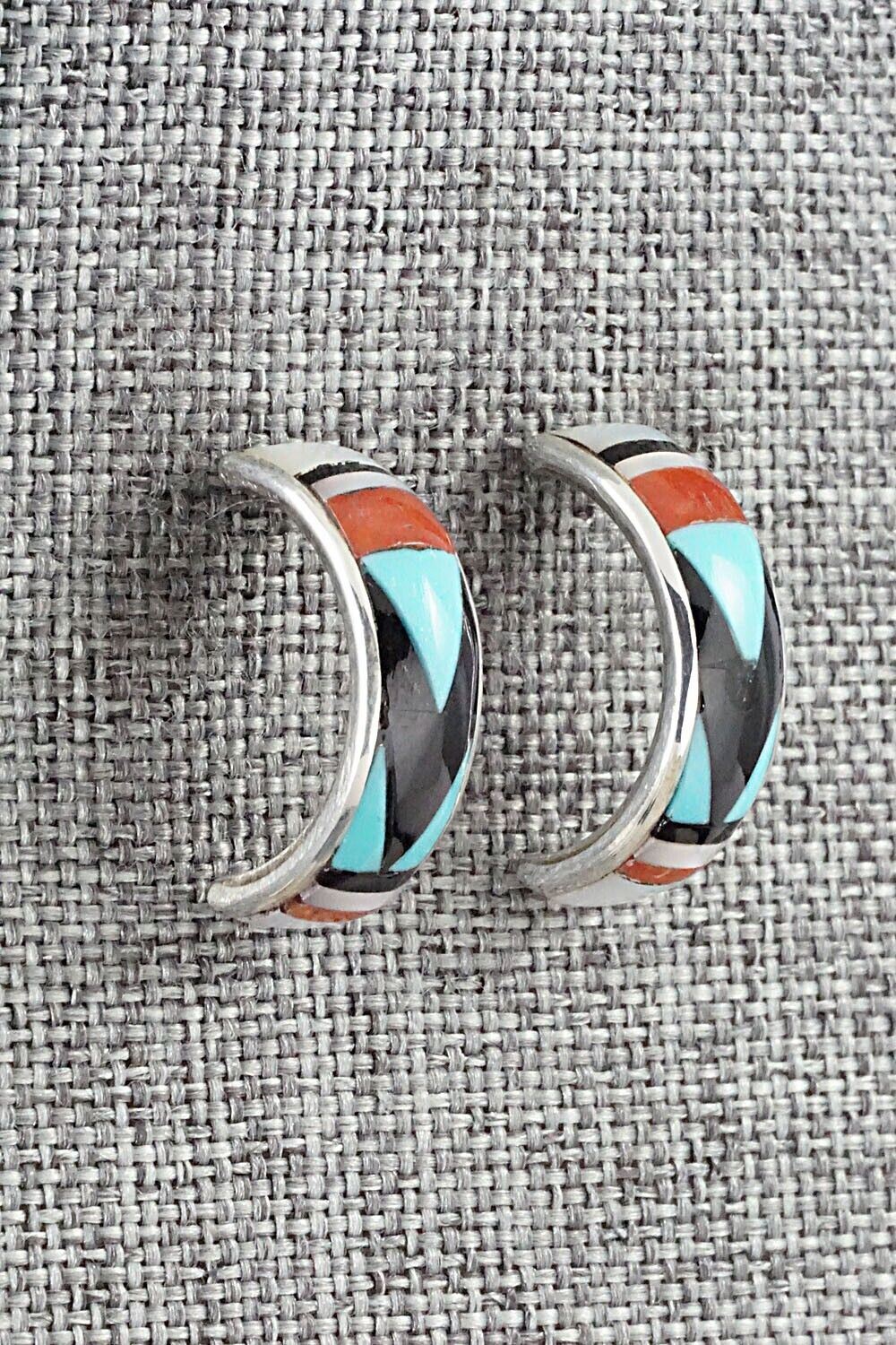 Multi Stone Inlay & Sterling Silver Earrings - Delberta Boone