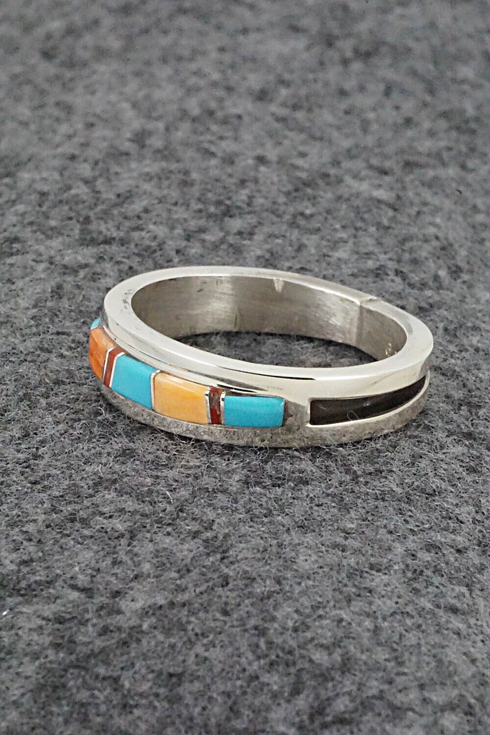 Multi-Stone & Sterling Silver Inlay Ring - Wilbert Muskett Jr. - Size 12.5