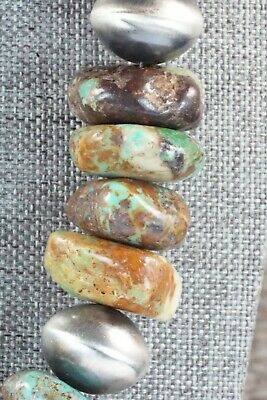 Turquoise & Sterling Silver Navajo Pearl Necklace - Doreen Jake