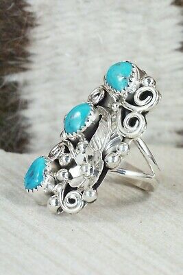 Turquoise & Sterling Silver Ring - Shirley Largo - Size 6.5