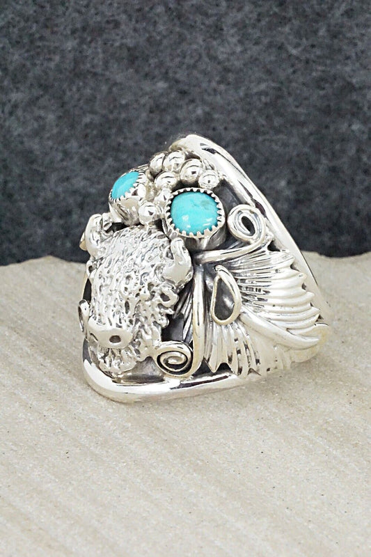Turquoise & Sterling Silver Ring - Jeannette Saunders - Size 10