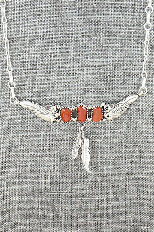 Coral & Sterling Silver Necklace - Sadie Jim