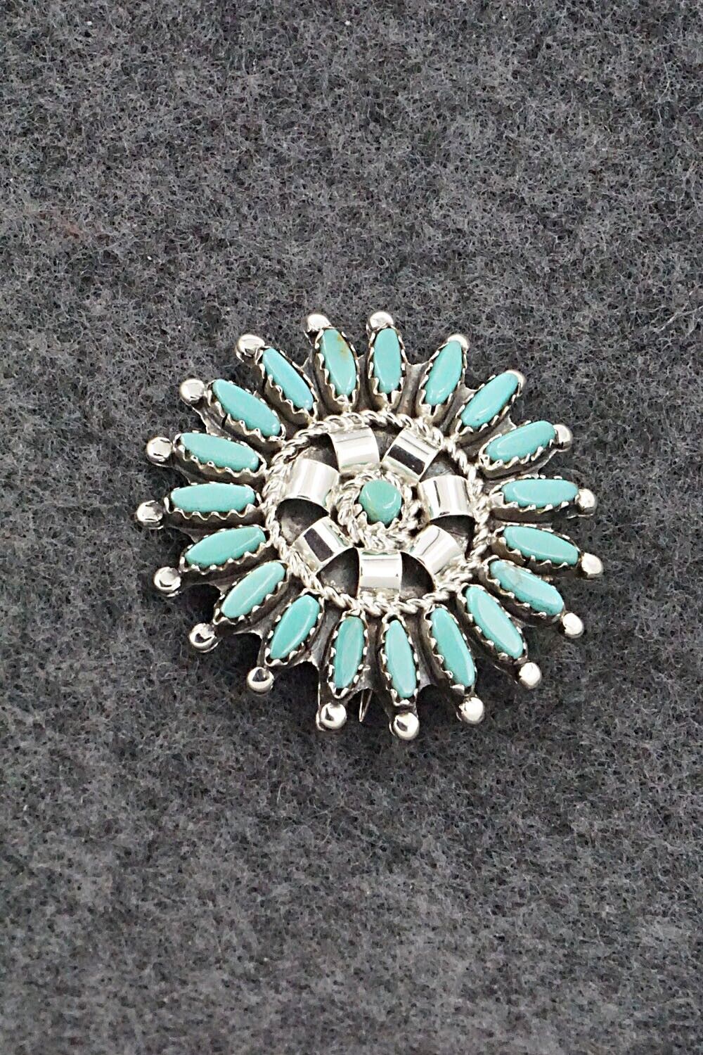 Turquoise & Sterling Silver Pendant/Pin - Nathaniel Nez
