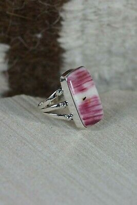 Navajo Spiny Oyster and Sterling Silver Ring - Mark Barney - Size 7 - High Lonesome Trading