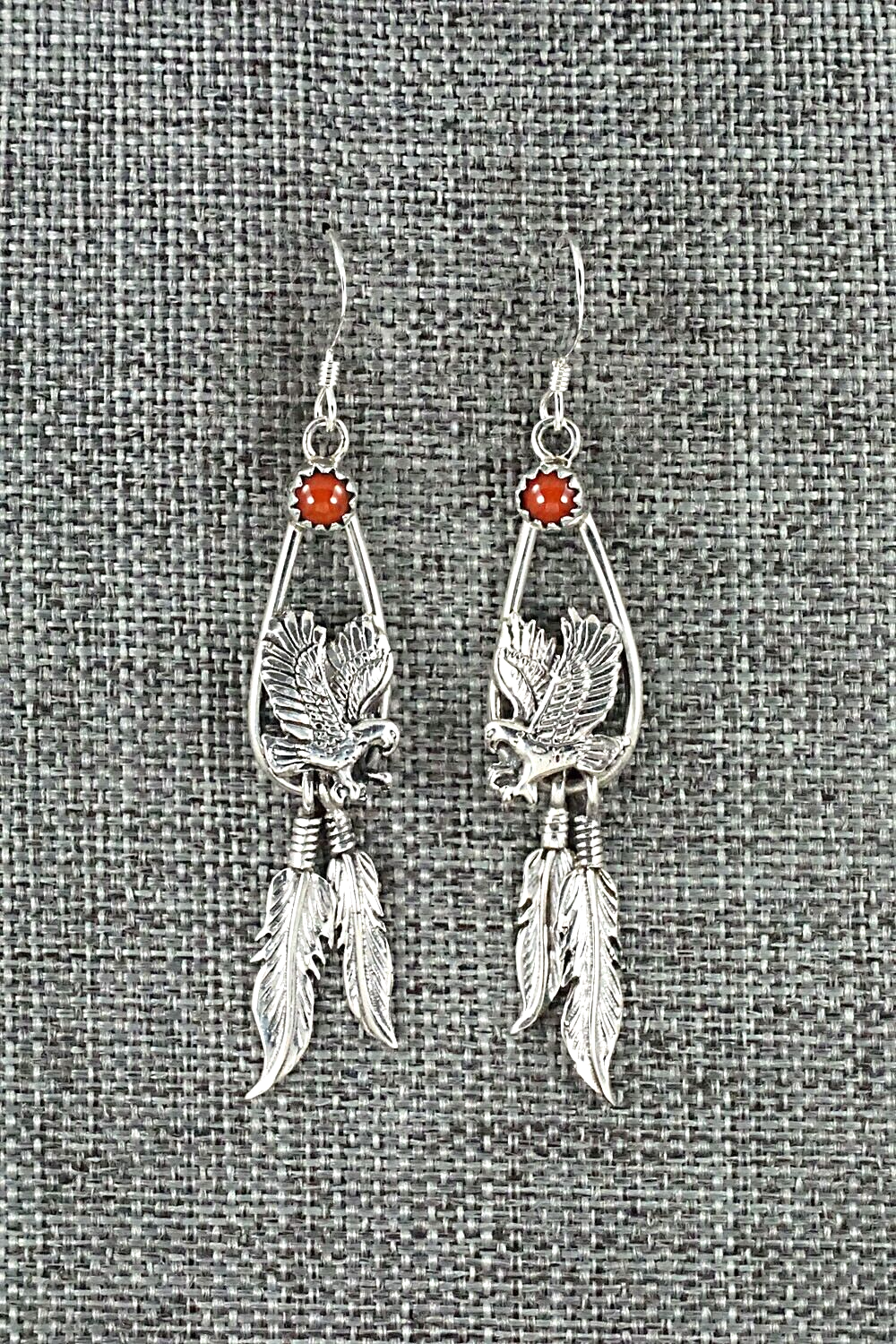 Coral & Sterling Silver Earrings - Elaine Shirley