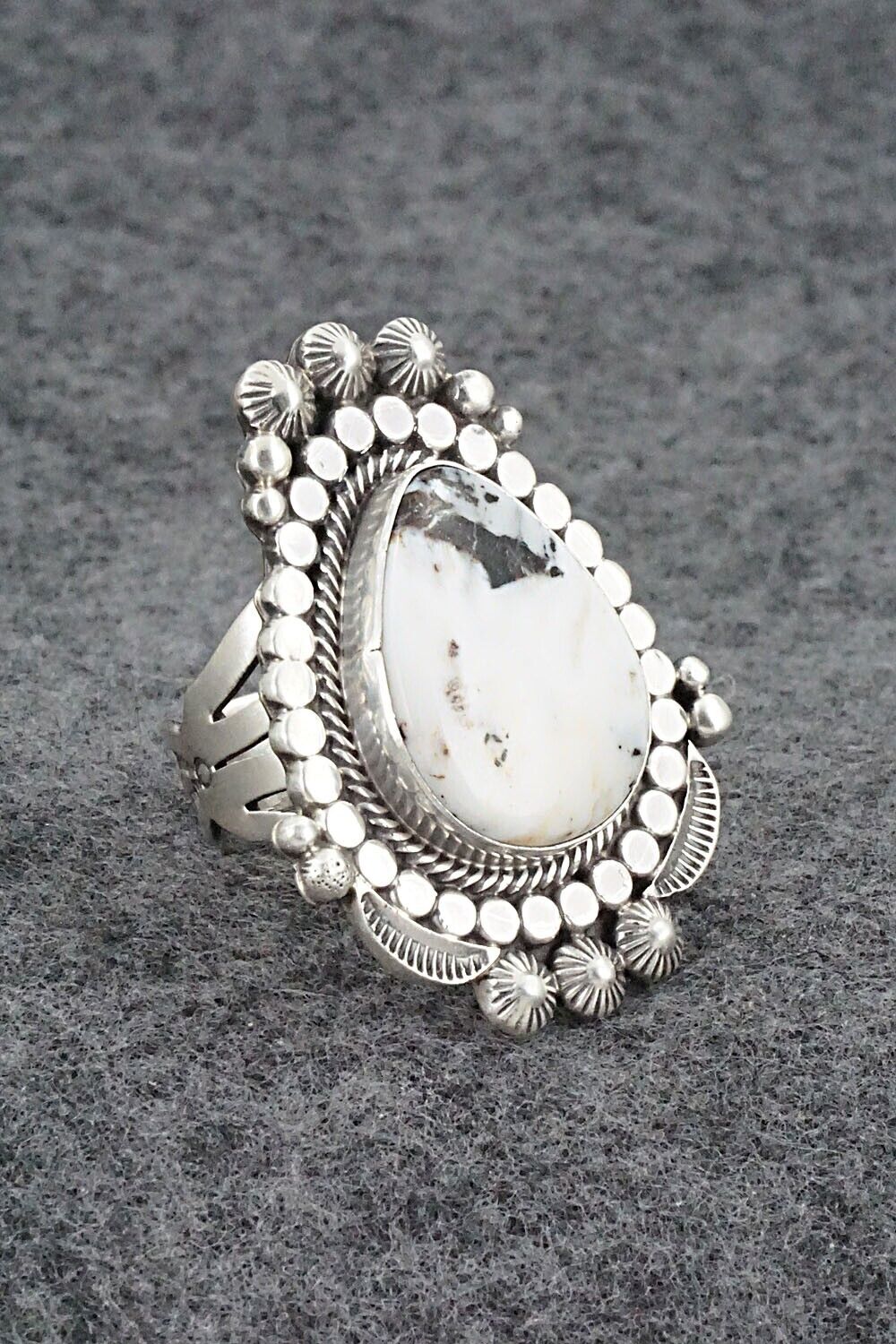 White Buffalo & Sterling Silver Ring - Tom Lewis - Size 8