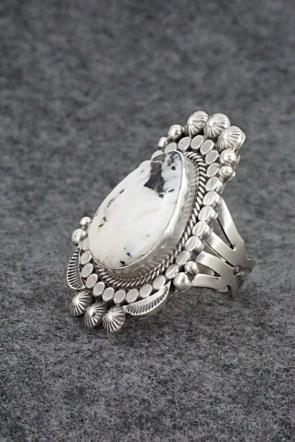 White Buffalo & Sterling Silver Ring - Tom Lewis - Size 8