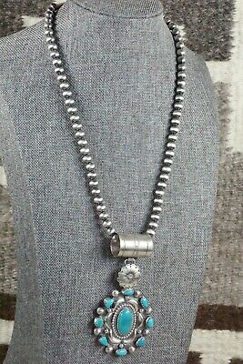 Turquoise Pendant & Sterling Silver Necklace - Tom Lewis