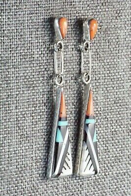 Multi Stone Inlay & Sterling Silver Earrings - Kathy Boone