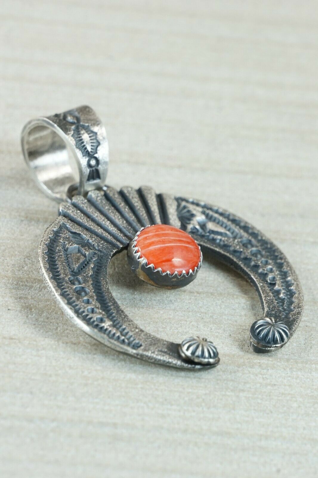 Navajo Spiny Oyster and Sterling Silver Pendant - Kevin Billah