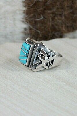Turquoise & Sterling Silver Ring - Leslie & Gladys Lamy - Size 9.75