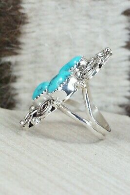 Turquoise & Sterling Silver Ring - Shirley Largo - Size 6.5