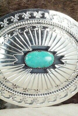 Turquoise & Sterling Silver Belt Buckle - Wilbert Muskett Sr.