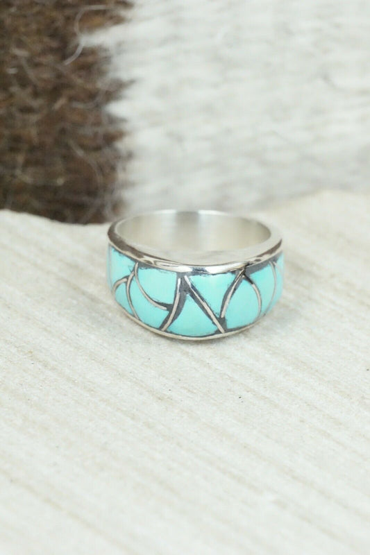 Turquoise & Sterling Silver Ring - Orena Leekya - Size 5.75