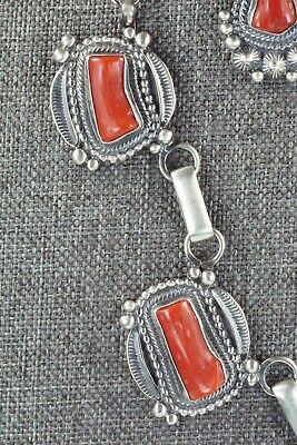 Turquoise, Coral & Sterling Silver Necklace and Earrings - Tom Lewis