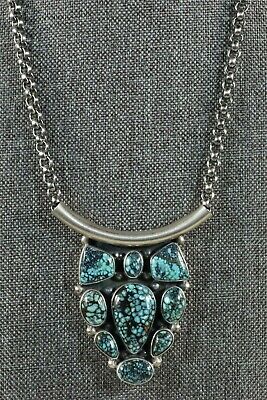 Navajo Turquoise & Sterling Silver Necklace - Raymond Delgarito - High Lonesome Trading