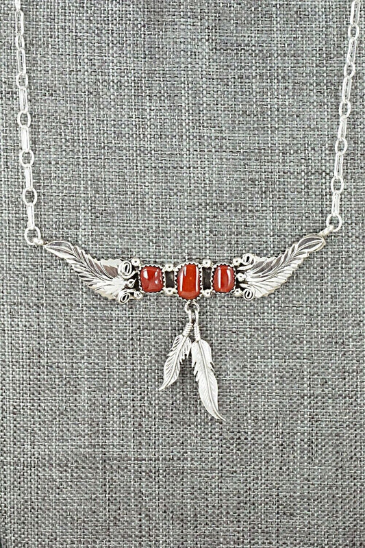 Coral & Sterling Silver Necklace - Sadie Jim