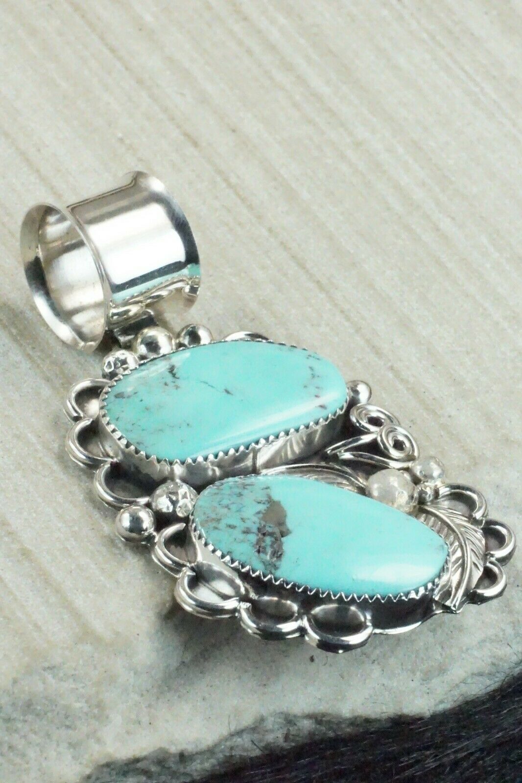 Turquoise and Sterling Silver Pendant - Shirley Largo