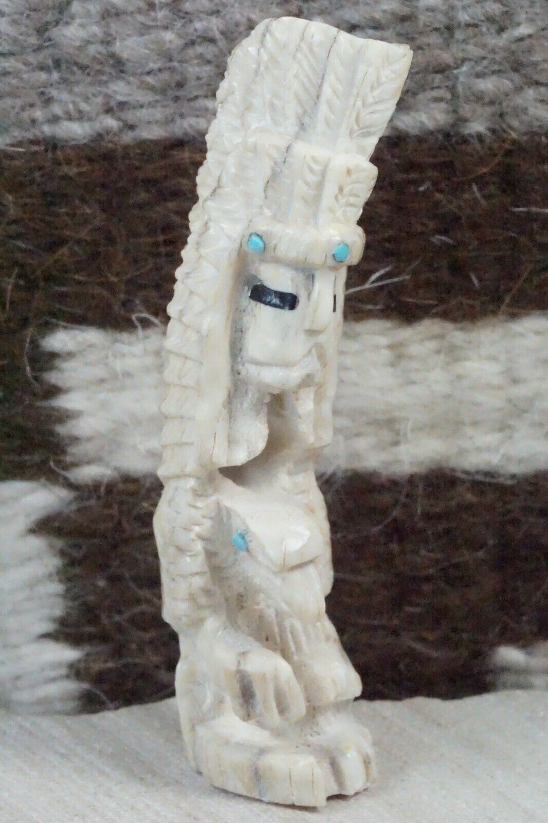 Chief & Eagle Zuni Fetish Carving - Jerrold Lahaleon