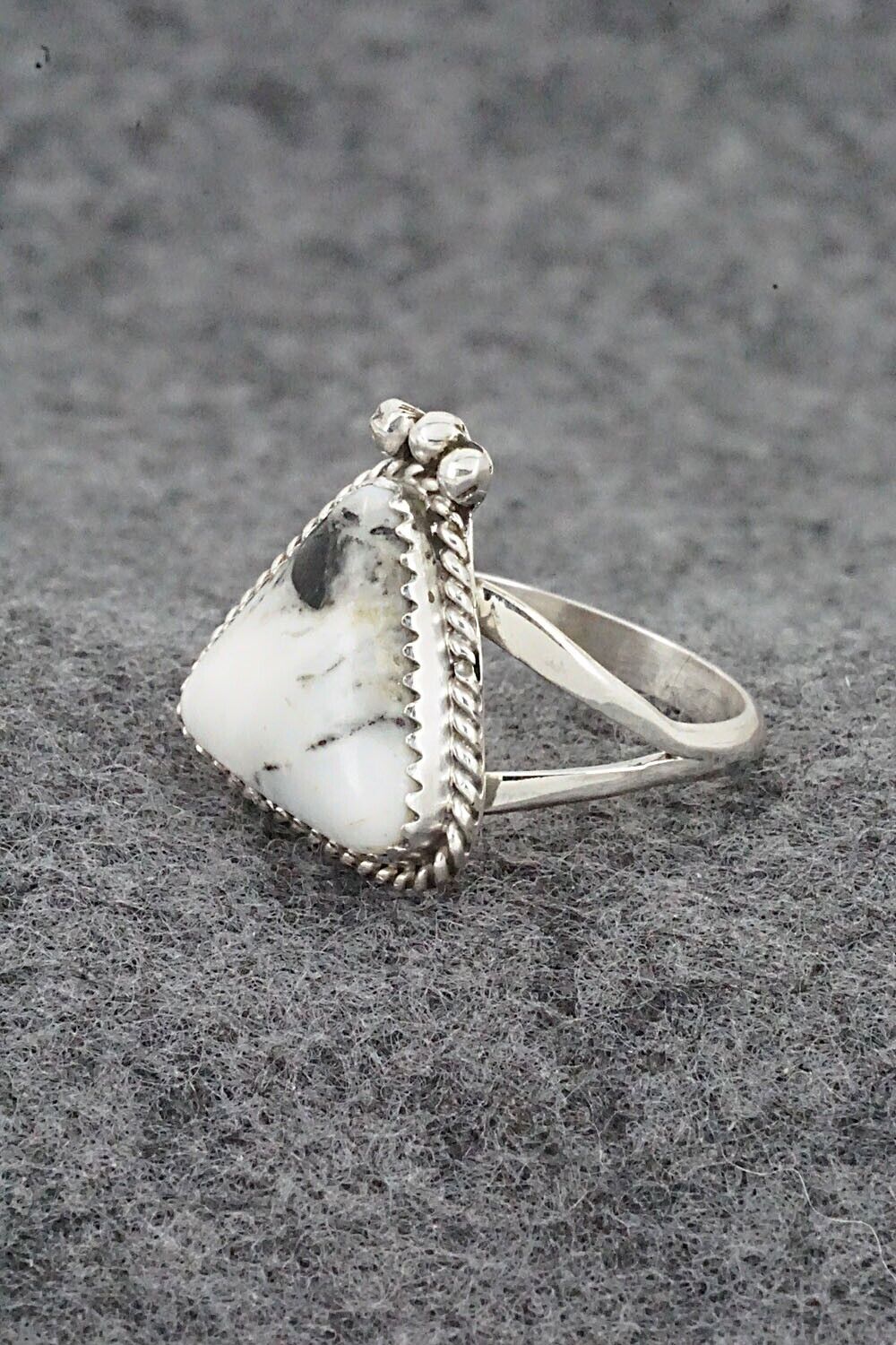 White Buffalo & Sterling Silver Ring - Judy Largo - Size 7.5