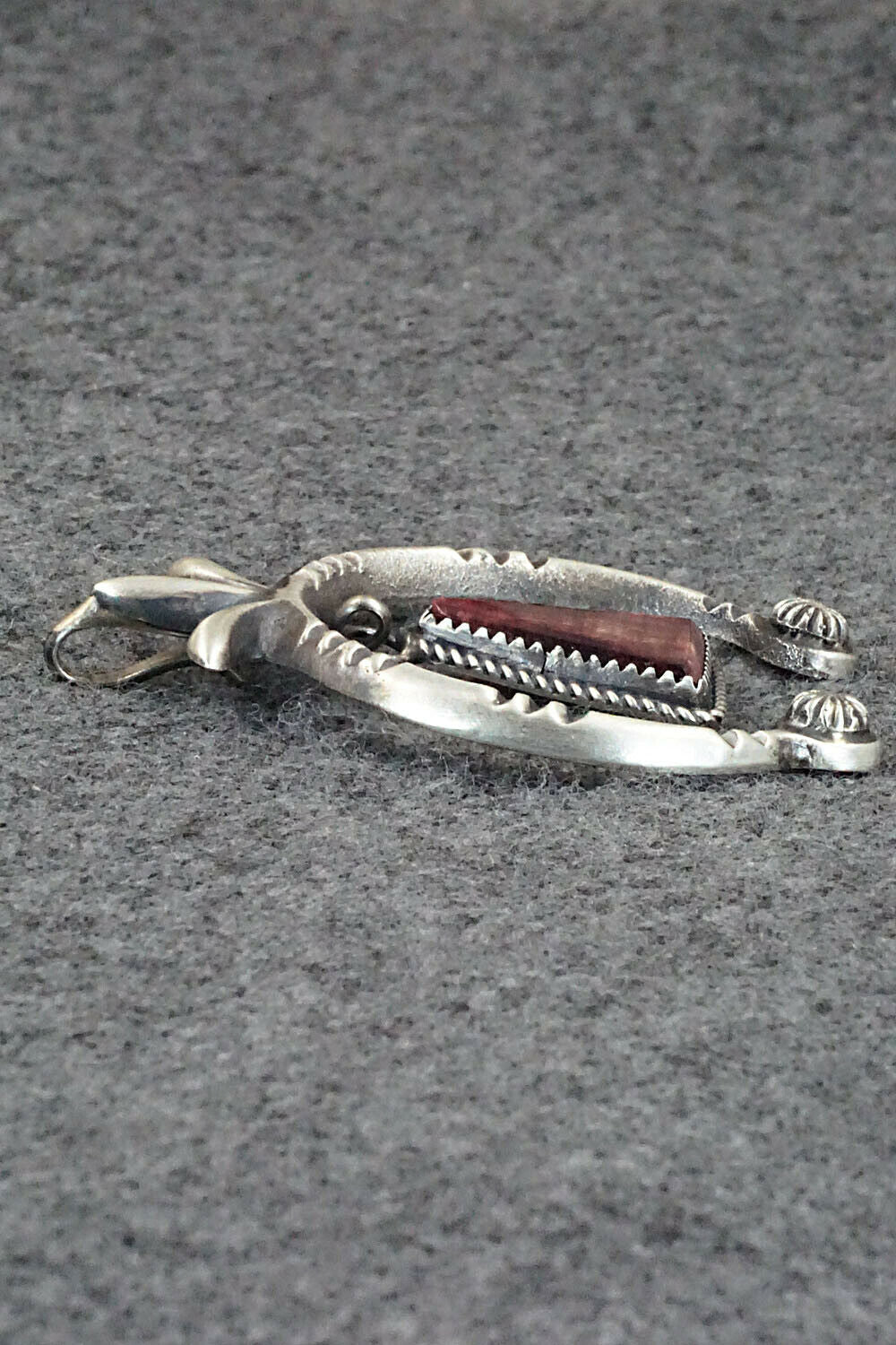 Spiny Oyster and Sterling Silver Naja Pendant - Martha Cayatineto