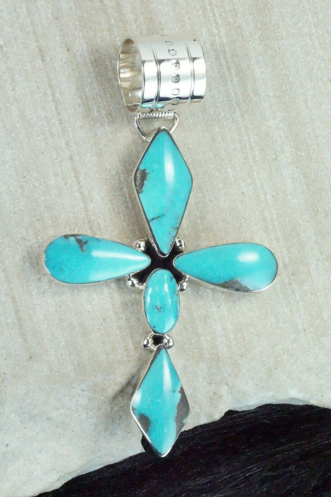 Turquoise and Sterling Silver Pendant - Jimson Belin - High Lonesome Trading