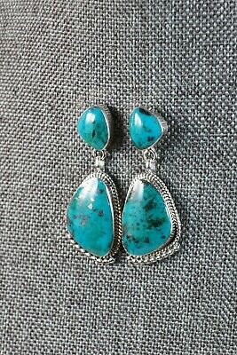 Navajo Turquoise and Sterling Silver Earrings - Sadie Jim