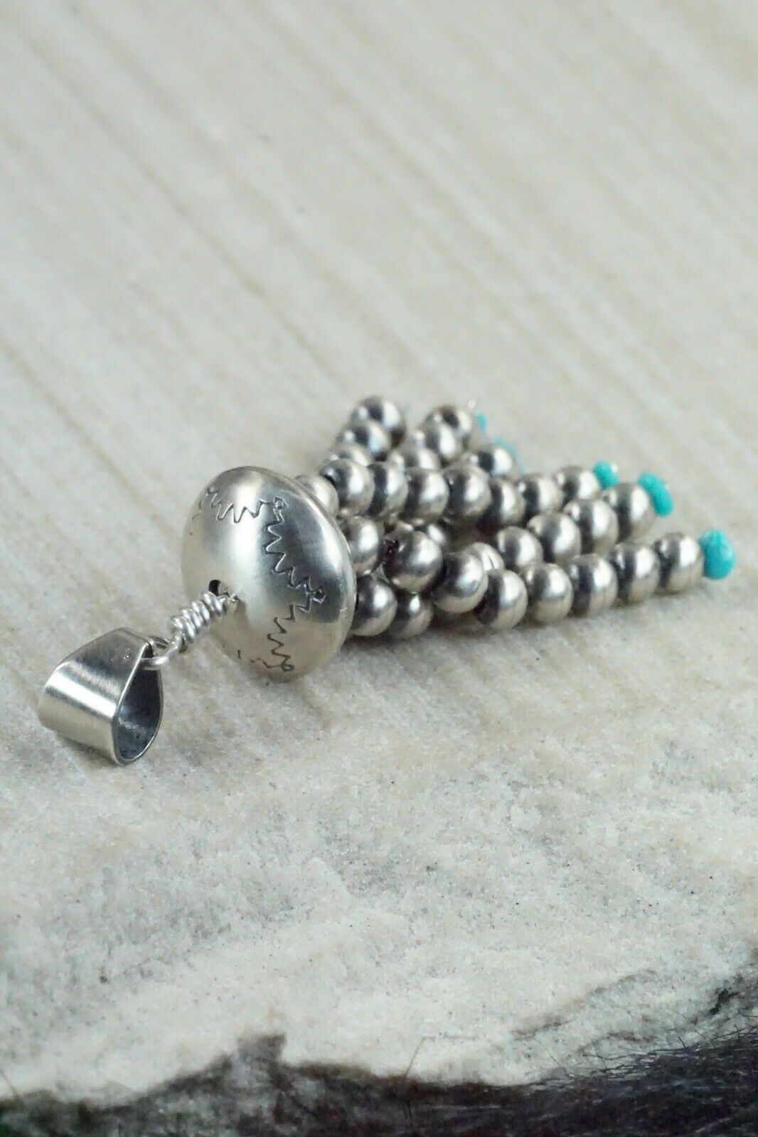 Navajo Turquoise and Sterling Silver Tassel Pendant - Jan Mariano