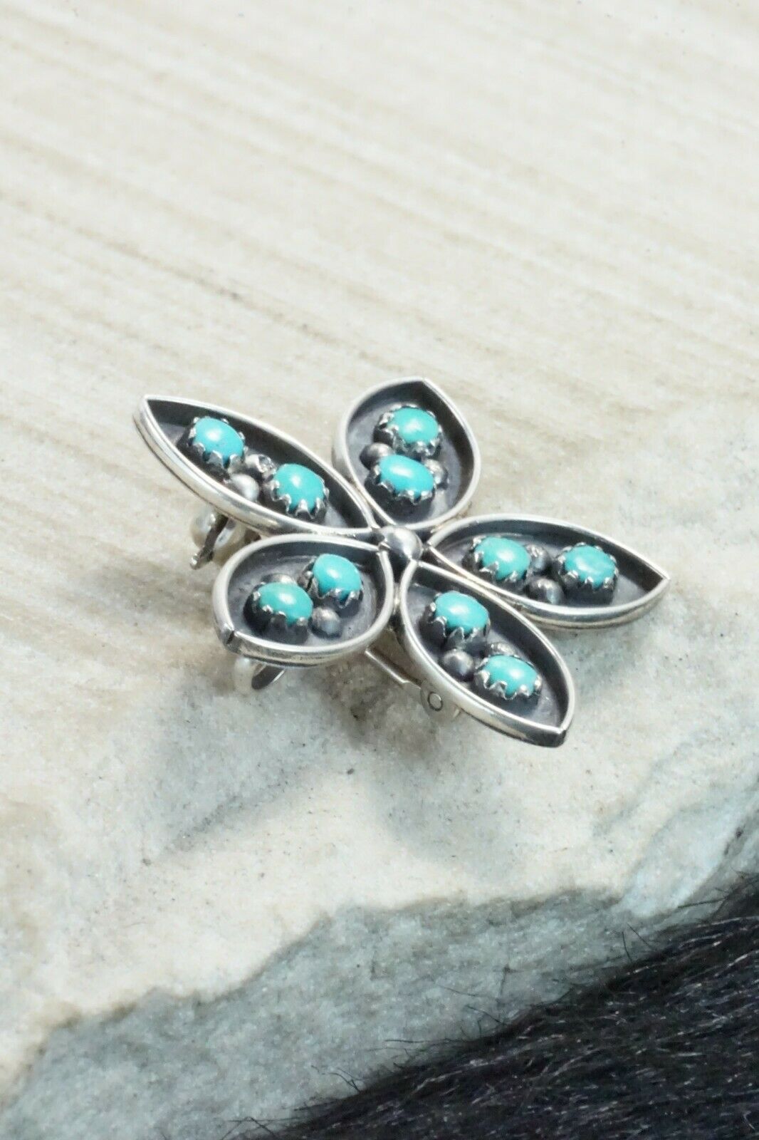 Turquoise & Sterling Silver Pendant / Pin - J Booqua